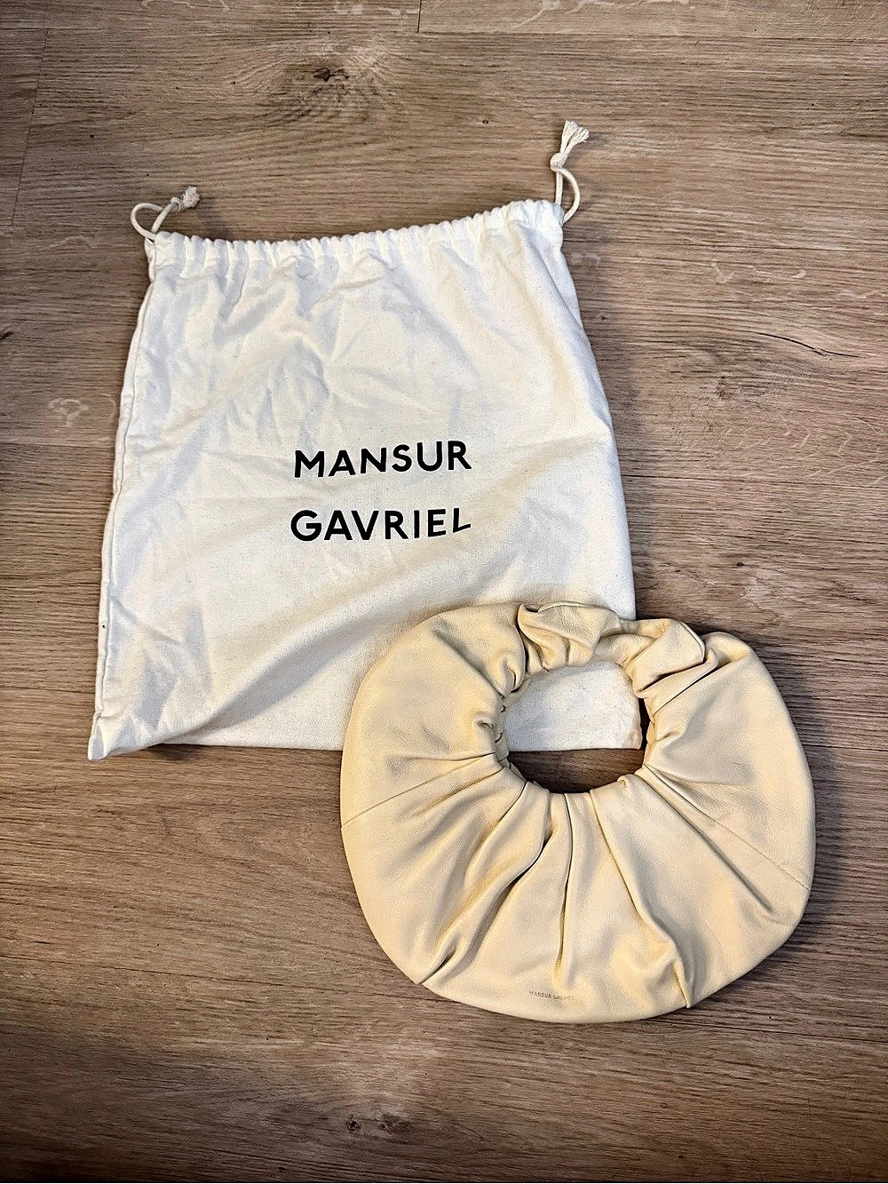 Mansur Gavriel Mini Cloud Clutch Ruched Mini Bag in Cream